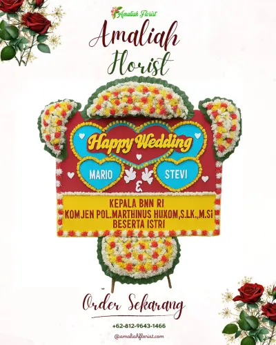 Karangan Papan Bunga Pernikahan di Besuk